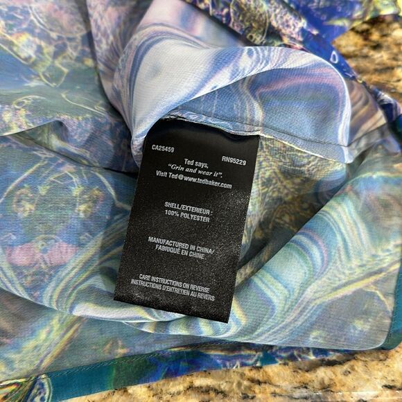 Ted Baker Kilop Beaded Embellished Sheer Kaftan Oversize Jewel Print Top Size 4 - Picture 5 of 10